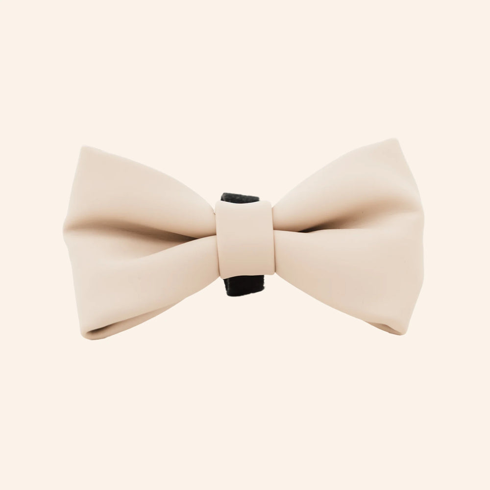 Biscuit PU leather Bow Tie